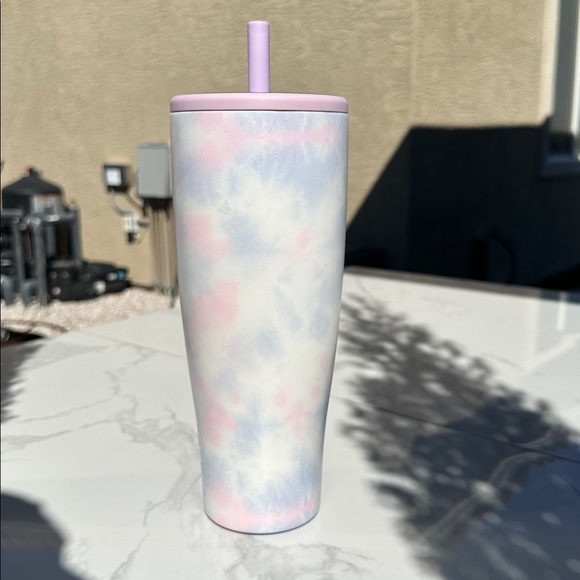 Pastel Tie-Dye Travel Mug with Handle - Purple Accents - Picture 5 of 11